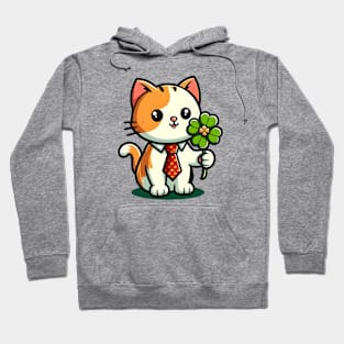 Cat Holding Shamrock for St Patricks Day Hoodie